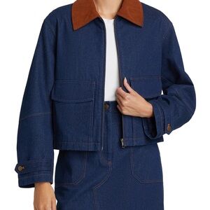 🆕 NWT If Only Studio Corduroy-Collar Denim Jacket w Pockets - Drop Shoulder